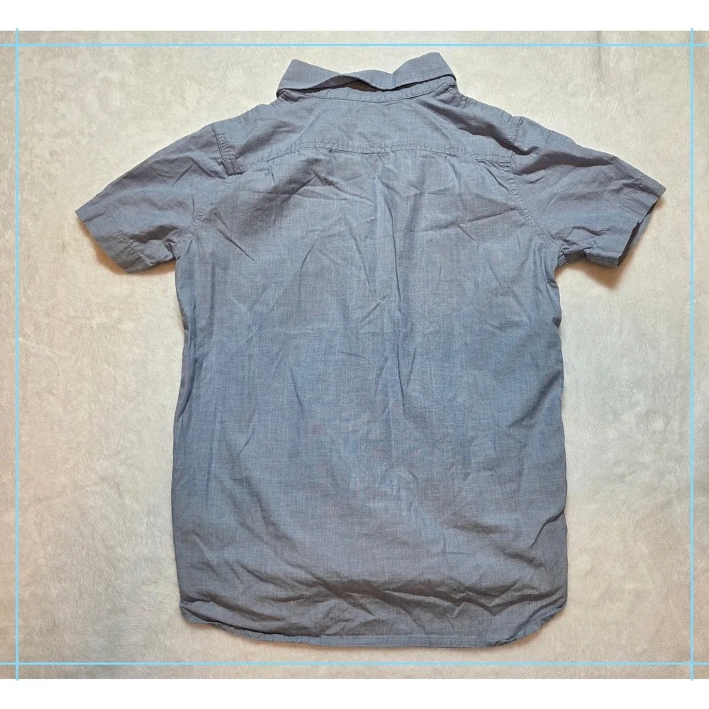 Gap Short Sleeve Button Down Kids Size M 8 Blue Excellent Chambray Cotton Shirt